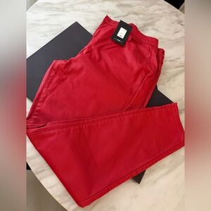 Vibrant Red Faux Leather Pants